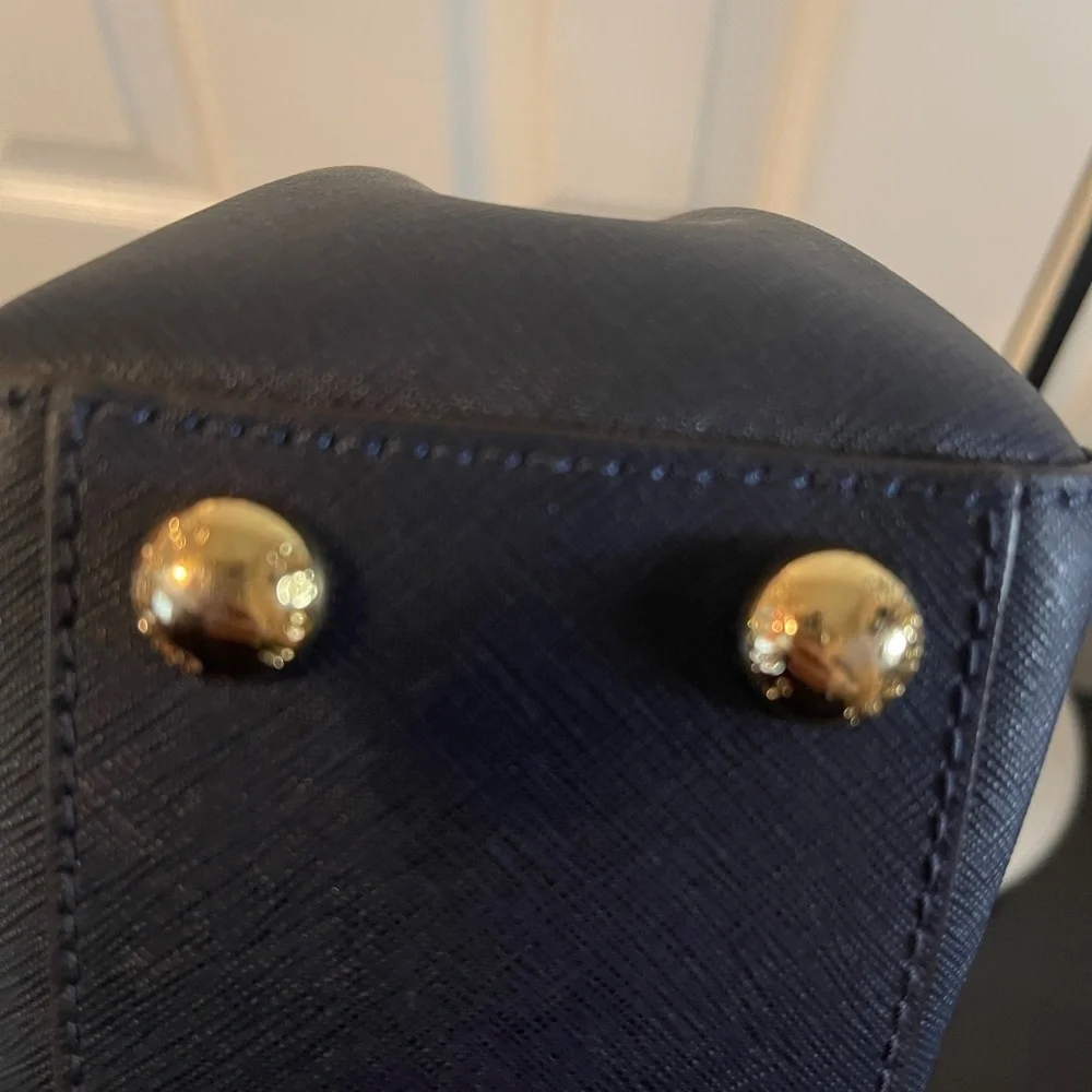 Michael Kors Navy Saffiano Tote with Gold Chain Handles